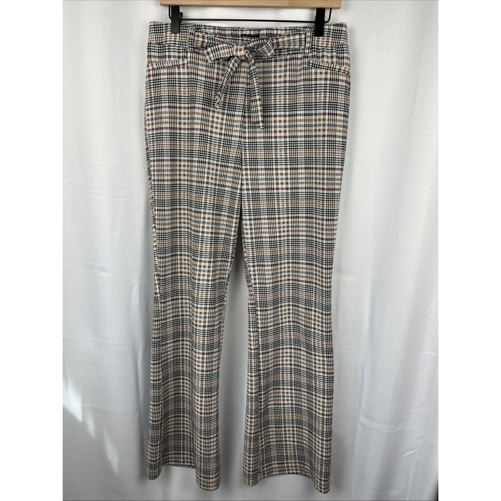 SOHO Apparel Plaid Pull On Pants Flared Size L Stretch Career Casual Work Pants